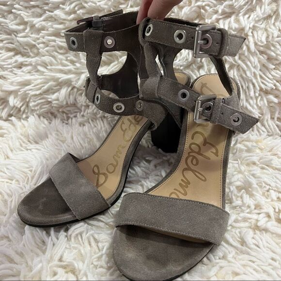 Sam Edelman Enya gray suede ankle strap buckled sandals 7.5 - Picture 1 of 8